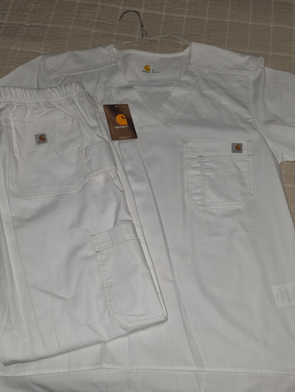 Carhartt White Medical Scrub Top and Pants Set